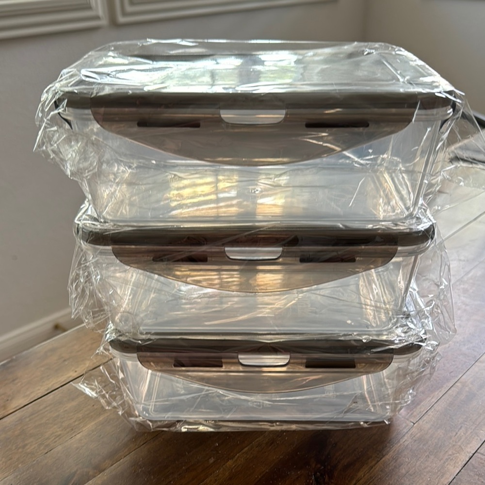 Set of 3 40oz. Wolfpack Bags Meal Prep clear food storage containers